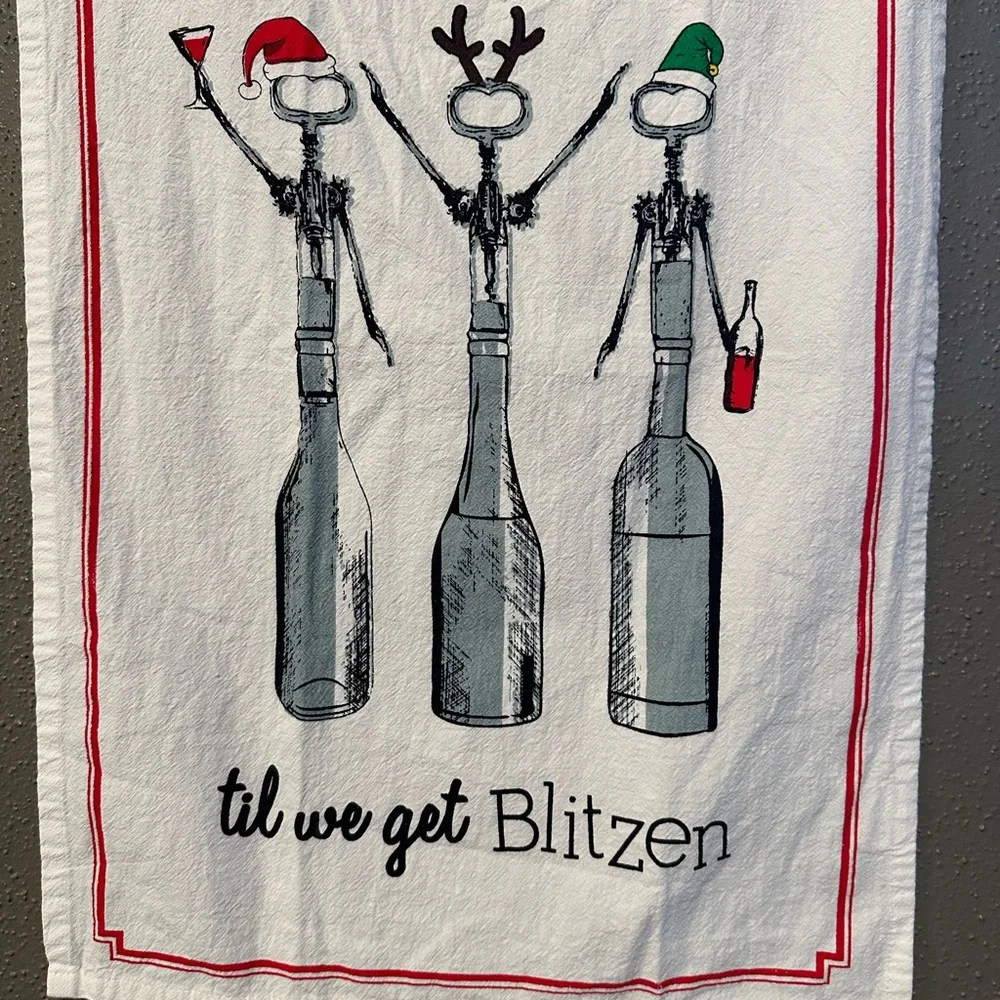 Mud Pie Dashin’, Dancin’ Prancin’ til we get Blitzen Tea Towel